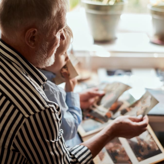 boomer sharing memories in home