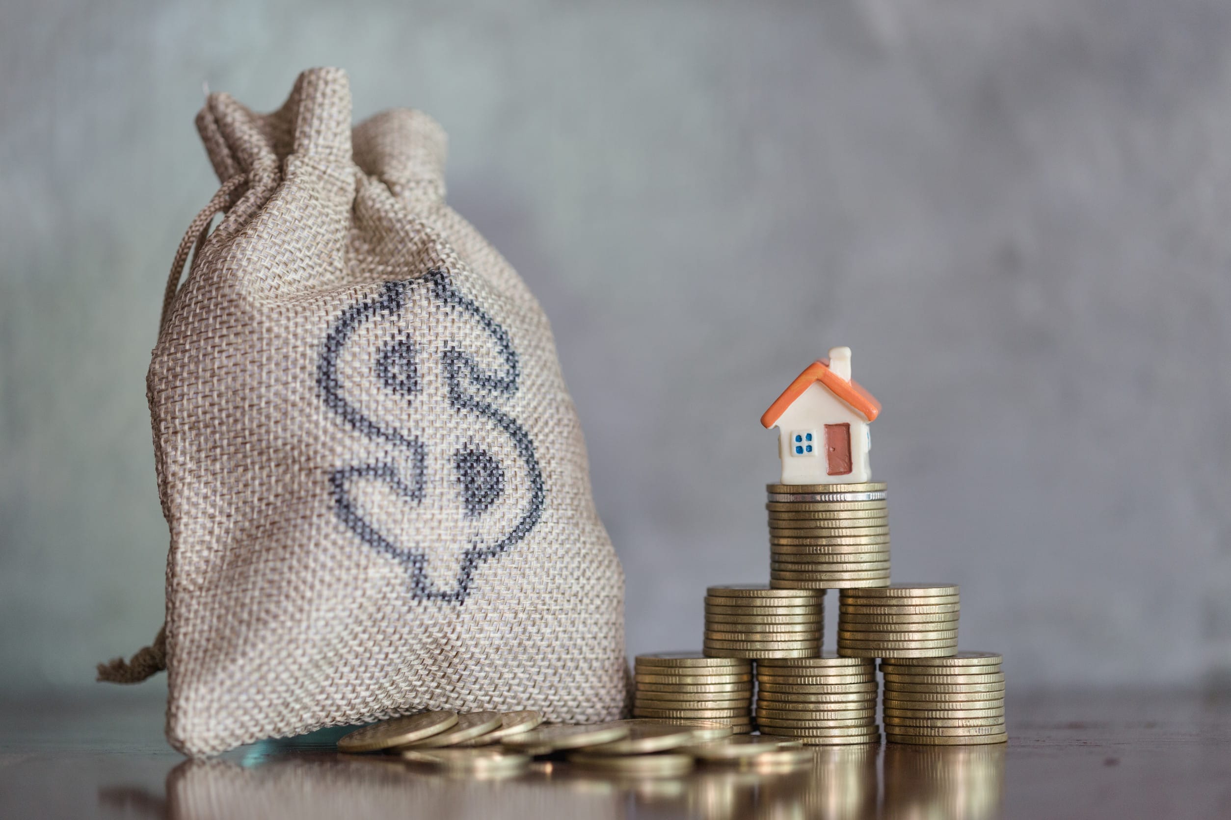 House sitting on coins