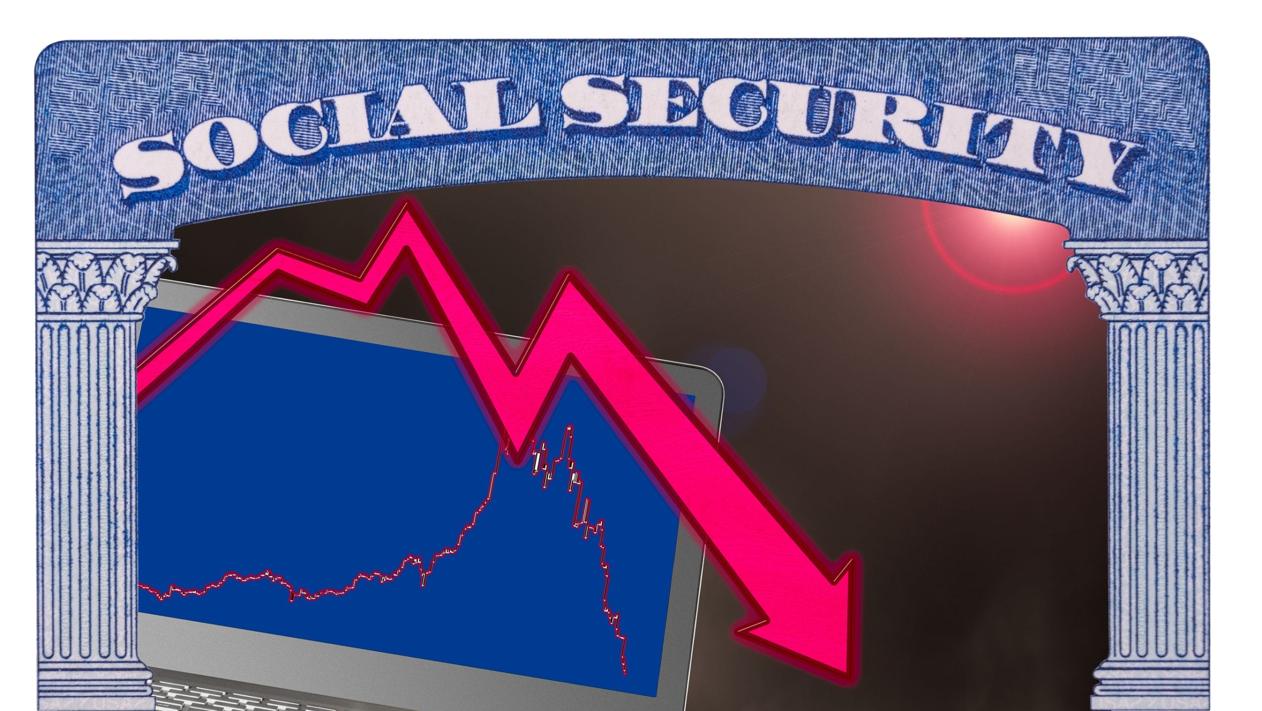 Concept of funding for social security drying up with loss of income to trust fund after market crash
