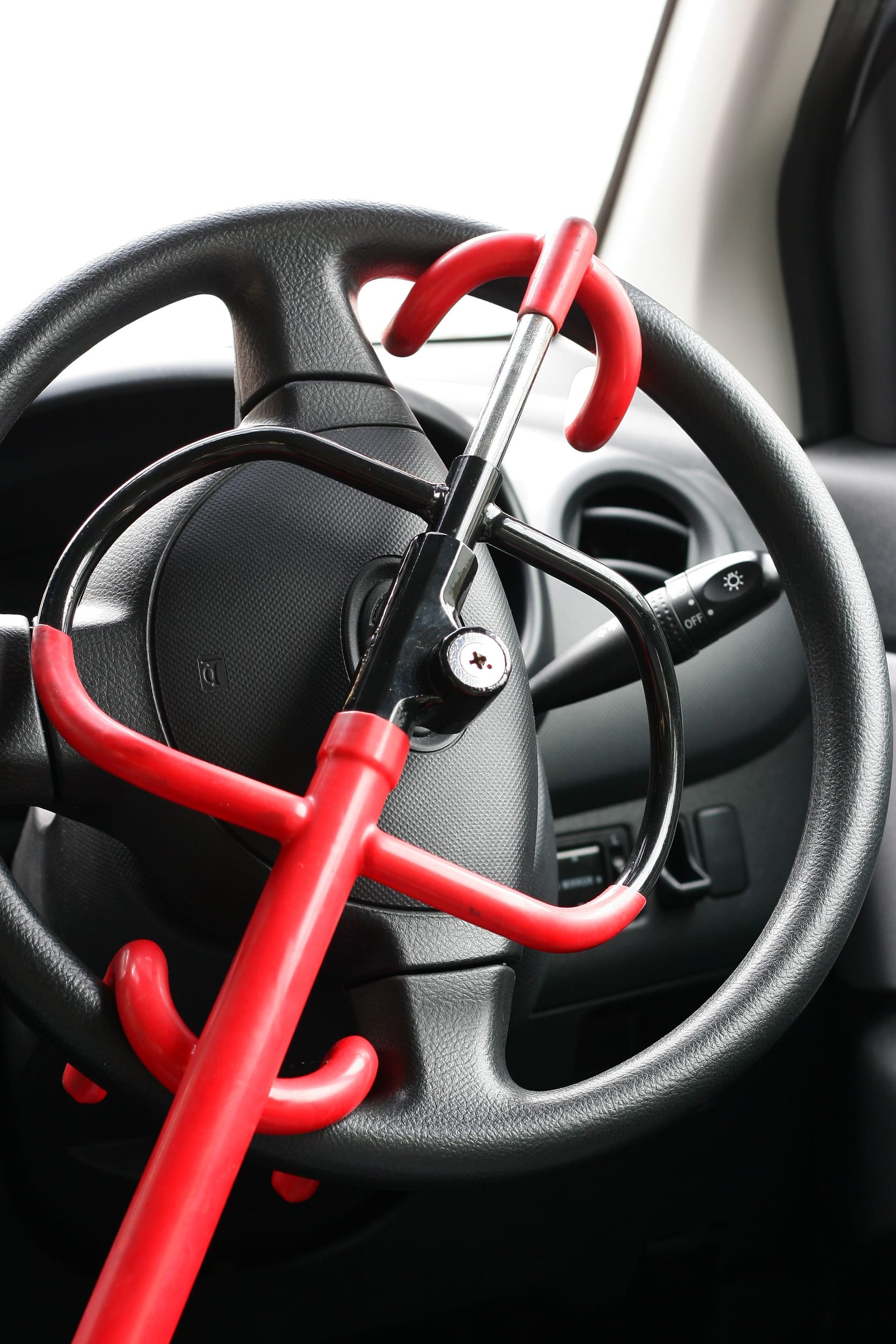 car lock on the driver steering to prevent theft