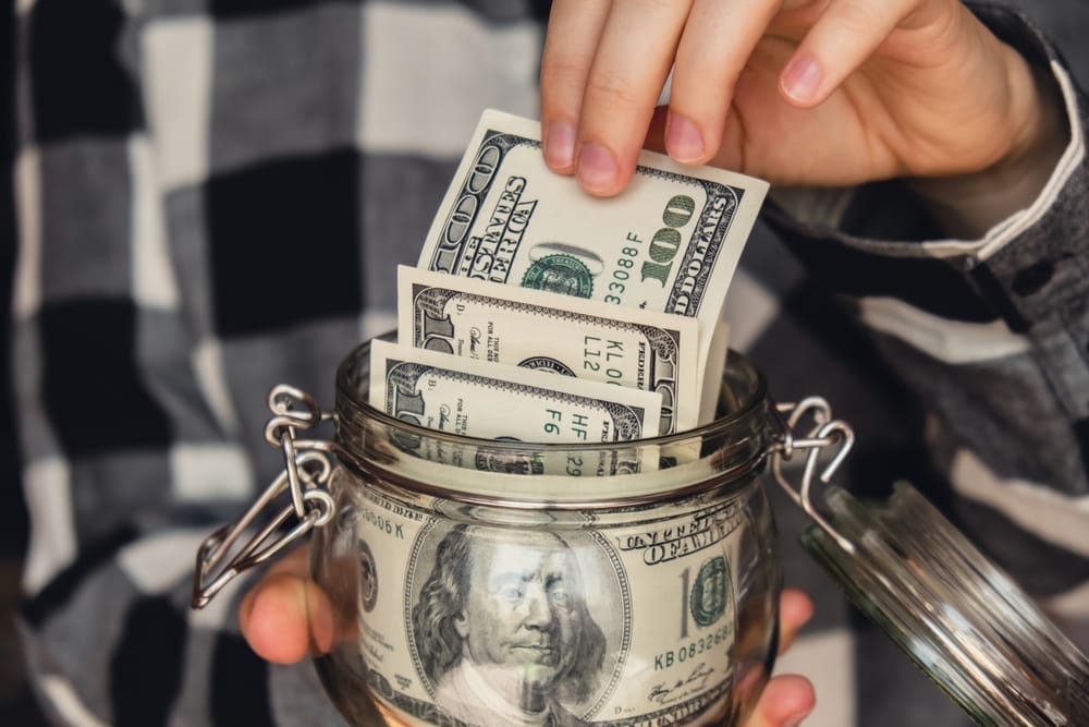 Dollar in jar